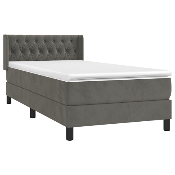 vidaXL Ramsäng med madrass mörkgrå 90x190 cm sammet Grå