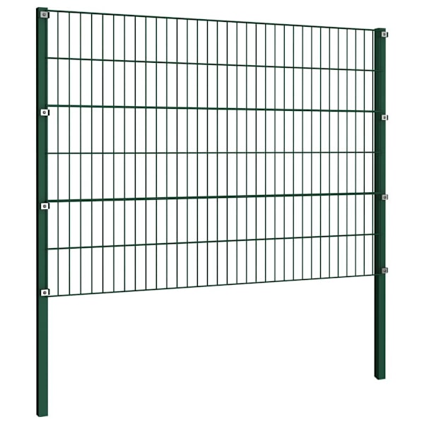 vidaXL Stängselpanel med stolpar järn 8,5x1,2 m grön Grön