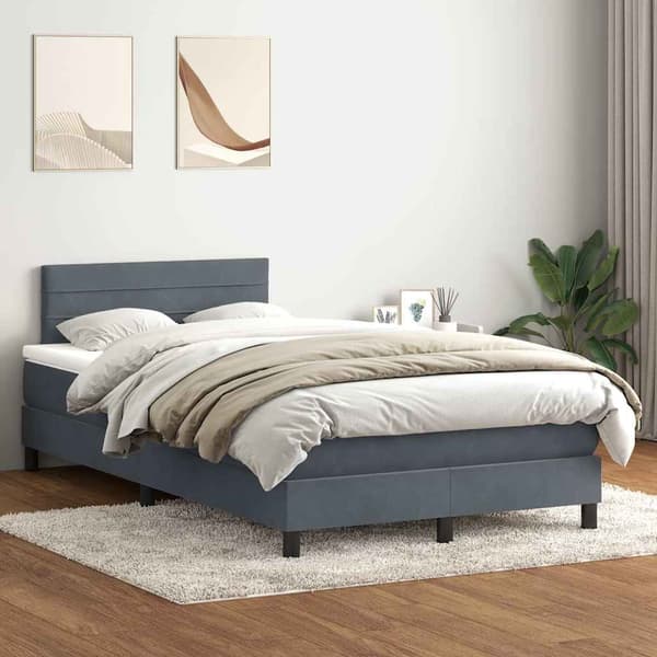 vidaXL Ramsäng med madrass mörkgrå 120x220 cm sammet Grå