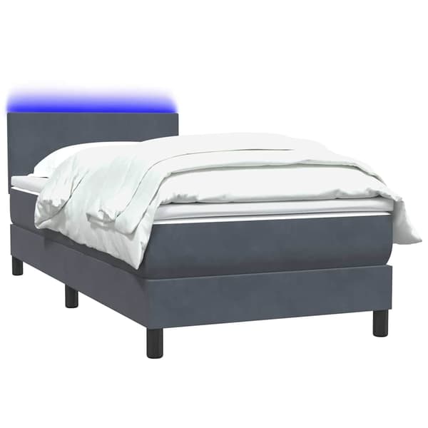 vidaXL Ramsäng med madrass mörkgrå 80x210 cm sammet Grå