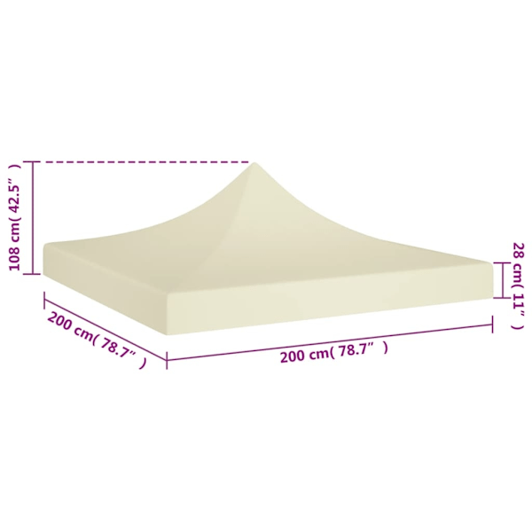vidaXL Tak till partytält 2x2 m gräddvit 270 g/m² Creme