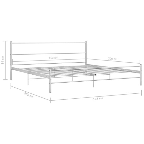 vidaXL Sängram utan madrass med huvudgavel vit 160x200 cm metall Vit