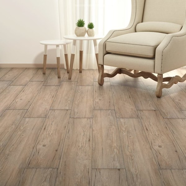 vidaXL Ej självhäftande PVC-golvplankor 5,26 m² 2 mm ek brun Brun