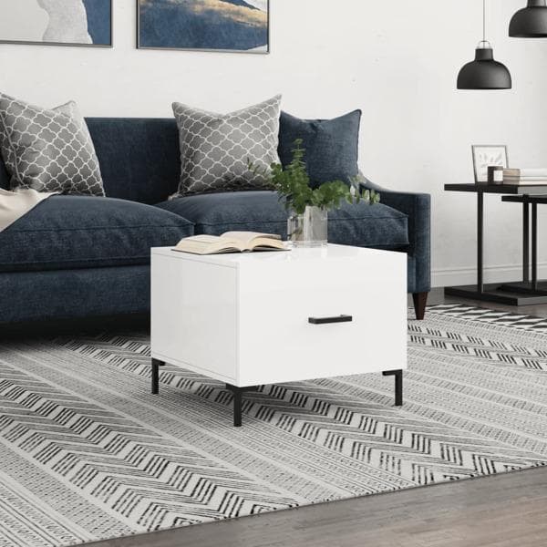 vidaXL Soffbord vit högglans 50x50x40 cm konstruerat trä Vit