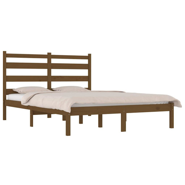 vidaXL Sängram honungsbrun massiv furu 140x200 cm Brun