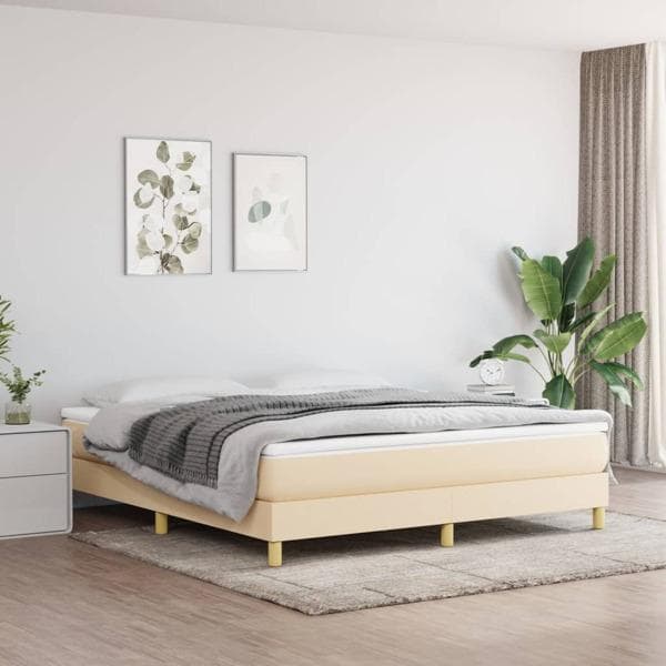 vidaXL Ramsäng gräddvit 180x200 cm tyg Kräm