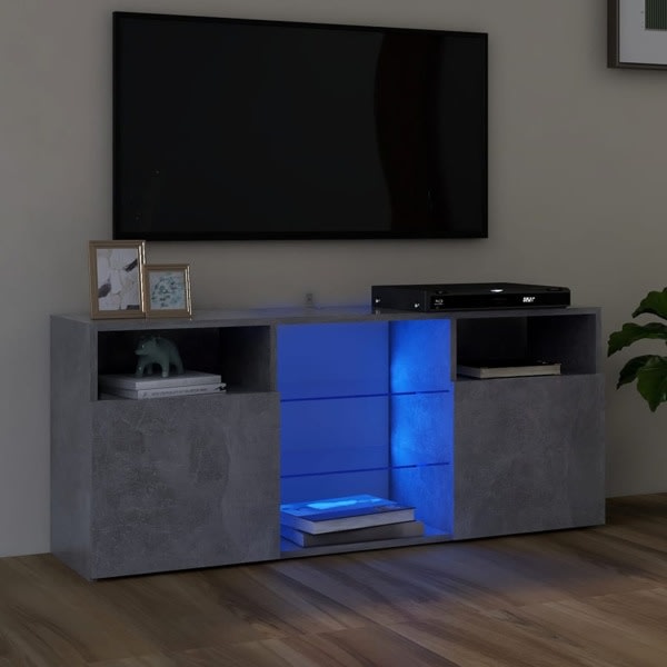 vidaXL TV-bänk med LED-belysning betonggrå 120x30x50 cm grå