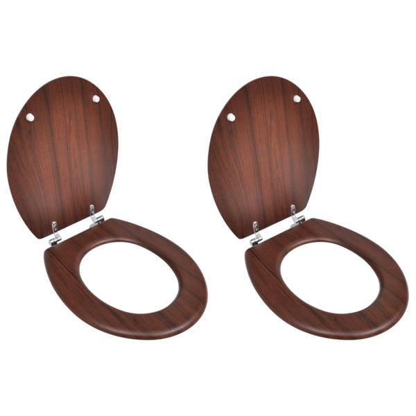 vidaXL Toalettsitsar med lock 2 st MDF brun Brun