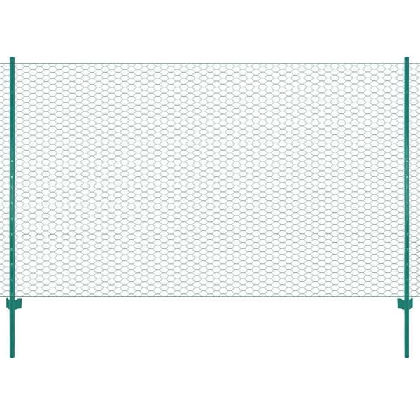 vidaXL Stängsel med stolpar stål 25x2 m grön Grön