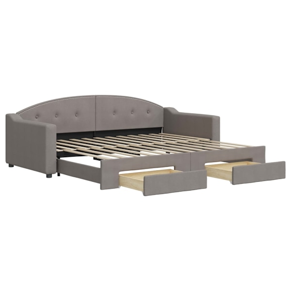 vidaXL Dagbädd utdragbar med lådor taupe 90x200 cm tyg Taupe