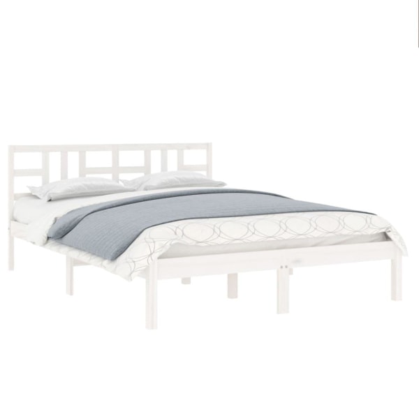 vidaXL Sängram vit massivt trä 120x190 cm Vit