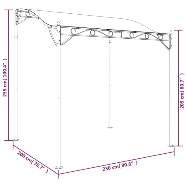 vidaXL Paviljong antracit 2x2,3 m 180 g/m² tyg och stål Antracit