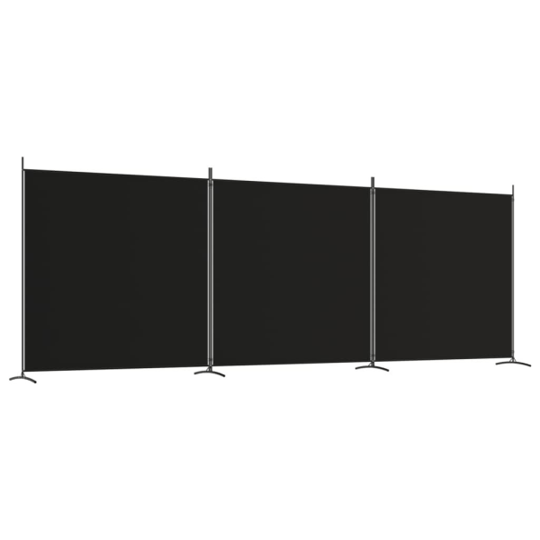 vidaXL Rumsavdelare 3 paneler svart 525x180 cm tyg Svart