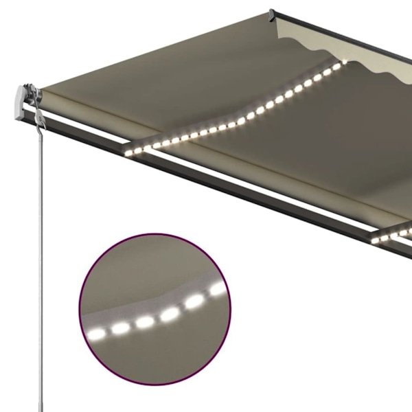 vidaXL Markis manuellt infällbar med LED 3x2,5 m gräddvit Creme