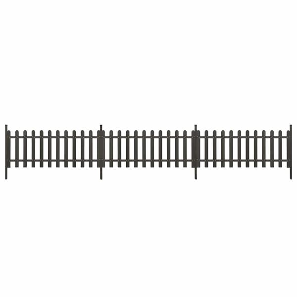 vidaXL Staket med stolpar 3 st WPC 614x80 cm grå