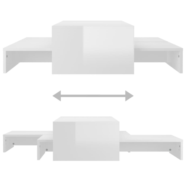 vidaXL Satsbord vit högglans 100x100x26,5 cm Vit