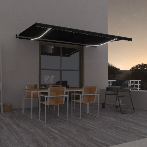 vidaXL Automatisk markis med vindsensor & LED 500x350 cm antracit Antracit