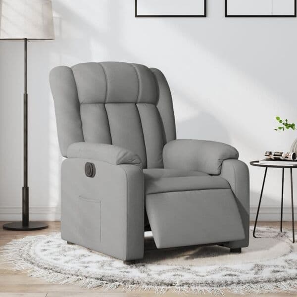 vidaXL Elektrisk reclinerfåtölj ljusgrå tyg Grå
