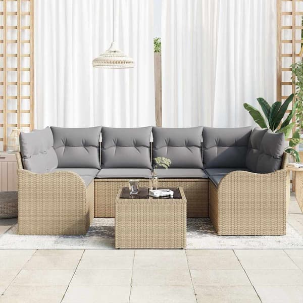 vidaXL Trädgårdsoffset Beige 55 x 55 x 37 cm konstrotting Beige