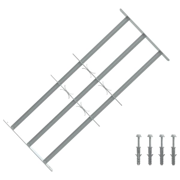 vidaXL Fönstergaller med 3 stänger 700-1050 mm justerbart Silver