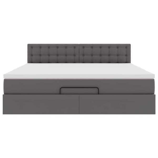 vidaXL Ottoman sängram med madrass grå 160x200 cm konstläder Grå