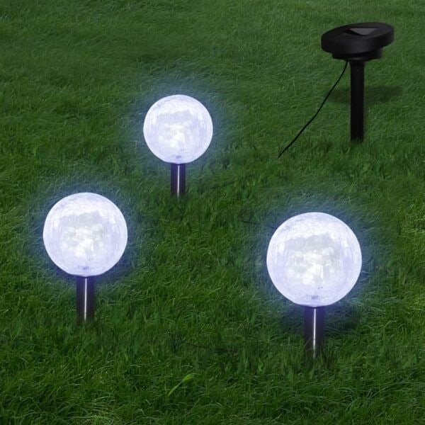 vidaXL Utelampa 3 LED rund solcell Vit