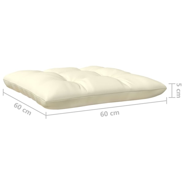 vidaXL Mittensoffa med gräddvita dynor massiv furu Creme