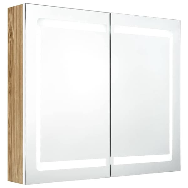 vidaXL Spegelskåp med LED vit och ek 80x12x68 cm Vit