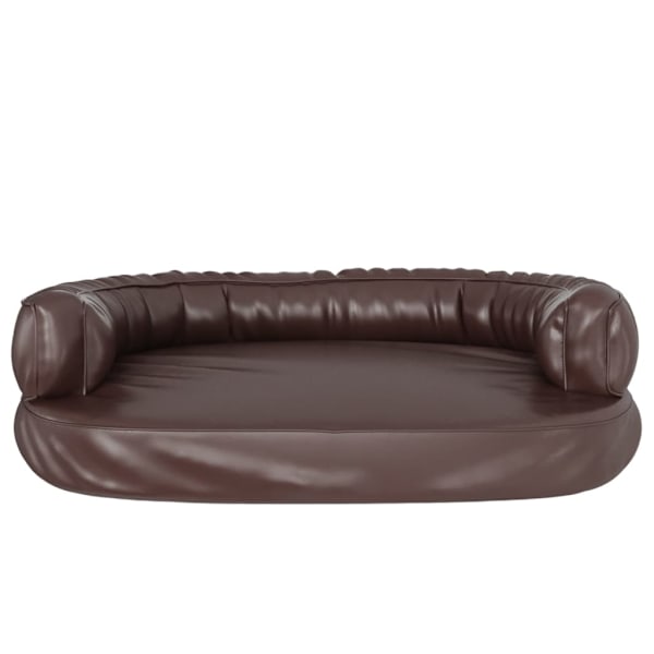 vidaXL Ergonomisk hundbädd brun 88x65 cm konstläder Brun