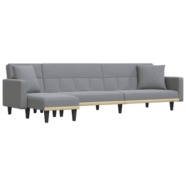 vidaXL L-formad bäddsoffa ljusgrå 275x140x70 cm tyg Grå