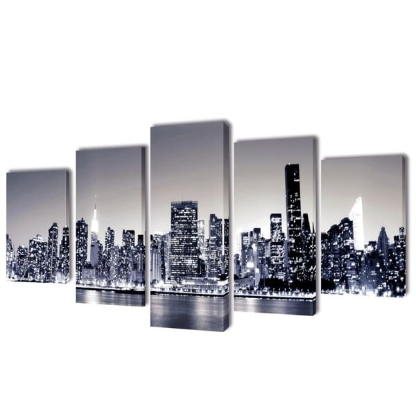 vidaXL Uppsättning väggbonader på duk: New York Skyline 100 x 50 cm multifärg
