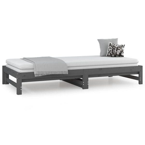 vidaXL Utdragbar dagbädd grå 2x(90x200) cm massiv furu Grå