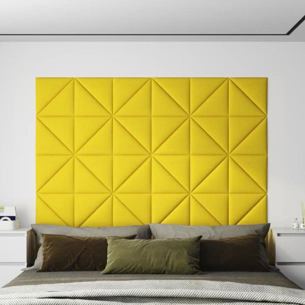 vidaXL Väggpaneler 12 st ljusgul 30x30 cm tyg 0,54 m² Gul