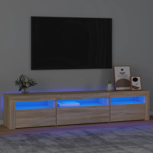 vidaXL Tv-bänk med LED-belysning sonoma ek 195x35x40 cm Brun