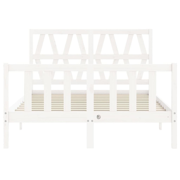 vidaXL Sängram med huvudgavel vit 140x190 cm massivt trä Vit