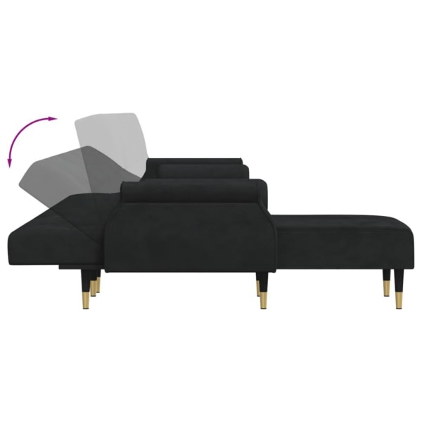 vidaXL L-formad soffa svart 271x140x70 cm sammet Svart