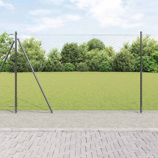 vidaXL Hexagonal stängsel med betongfundament 100 x 1,5 m Grå Mesh Grå