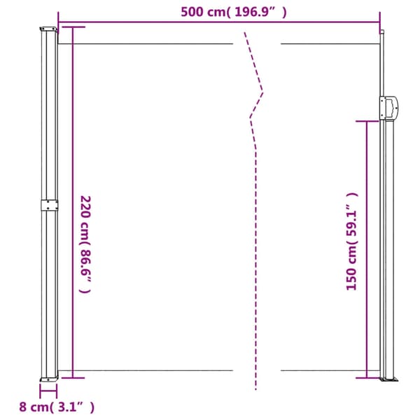 vidaXL Indragbar sidomarkis vit 220x500 cm Vit