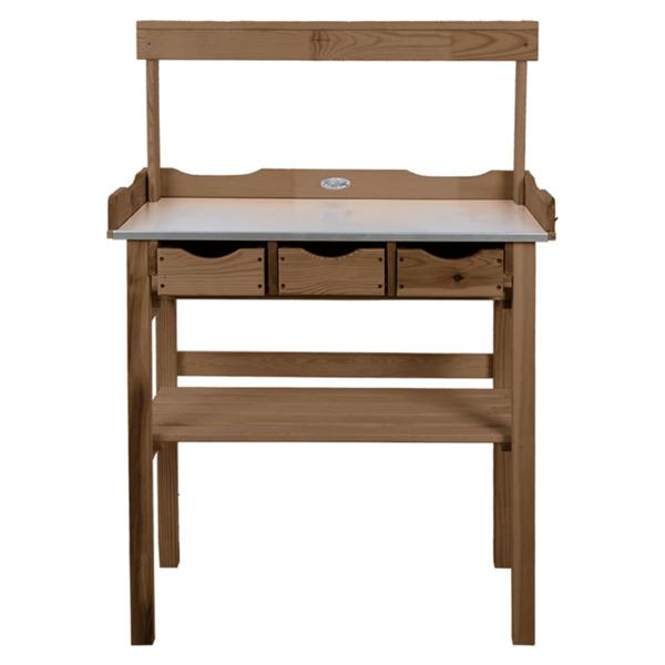 Esschert Design Planteringsbord med låda och hylla brun Brun