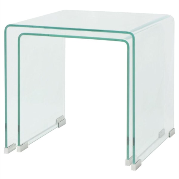 vidaXL Satsbord 2 st bord härdat klarglas Transparent