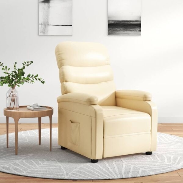 vidaXL Reclinerfåtölj gräddvit konstläder Creme