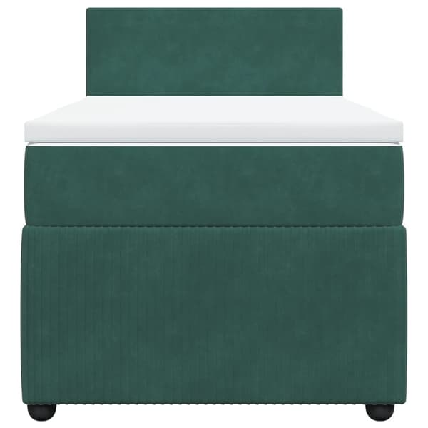 vidaXL Ramsäng med madrass mörkgrön 90x190 cm sammet Grön
