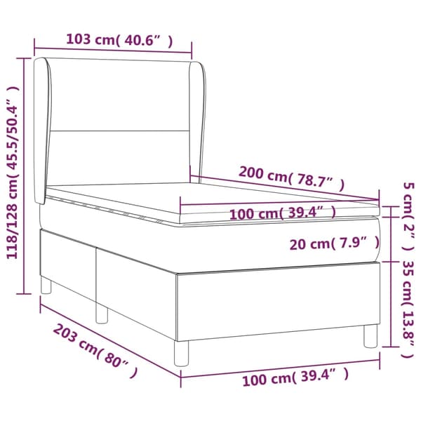 vidaXL Ramsäng med madrass mörkgrå 100x200 cm sammet Grå