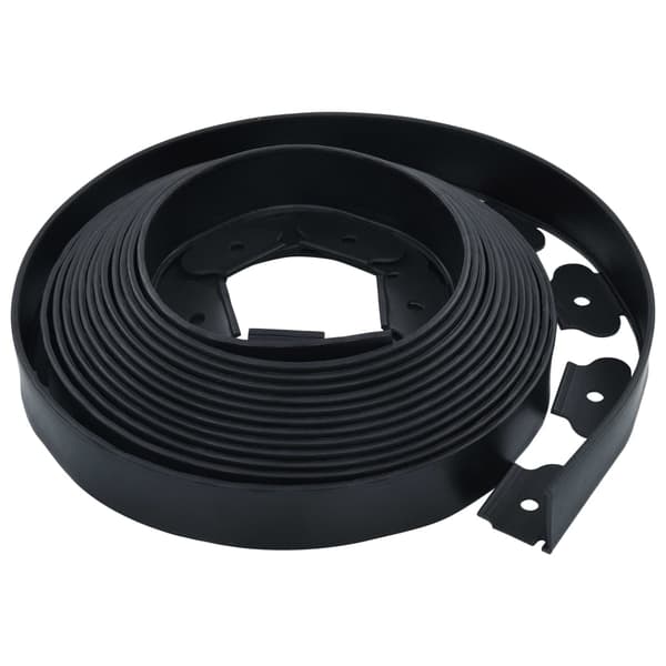 vidaXL Flexibel gräskant med 30 spett 10 m 5 cm Svart
