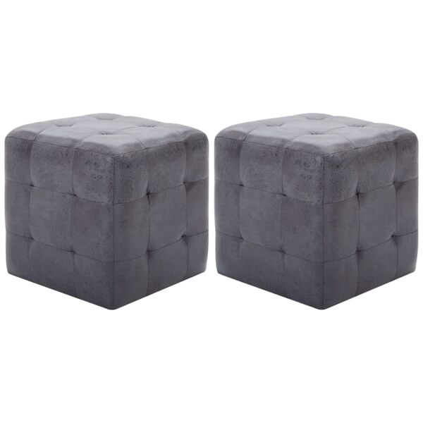 vidaXL Sängbord 2 st grå 30x30x30 cm konstmocka grå