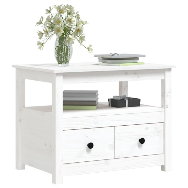 vidaXL Soffbord vit 71x49x55 cm massiv furu Vit
