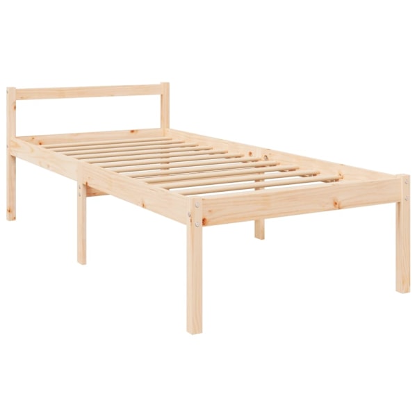 vidaXL Sängram massiv furu 90x200 cm Brun