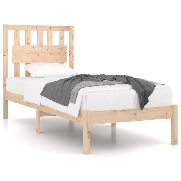 vidaXL Sängram massiv furu 100x200 cm Brun