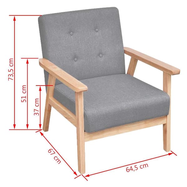 vidaXL Soffa + fotölj i trä med retrodesign grå grå