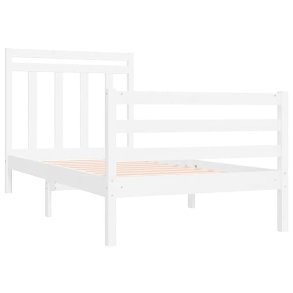 vidaXL Sängram vit massivt trä 90x190 cm Vit